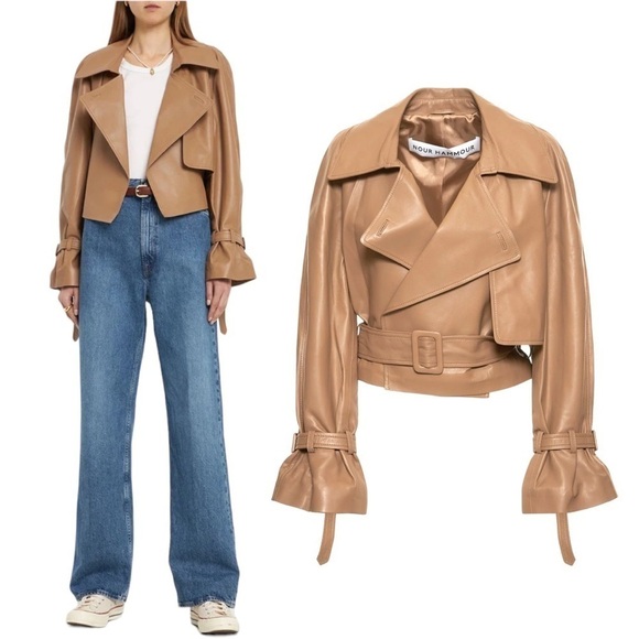 Nour Hammour | NWT SOLD OUT Hatti Leather Jacket in Sand - Size FR 34/US 2 - Picture 3 of 14